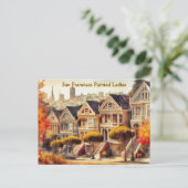Automne à San Francisco Victorian Homes Carte post (Debout devant)