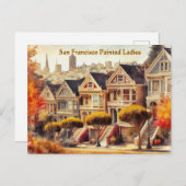 Automne à San Francisco Victorian Homes Carte post (Devant / Derrière)