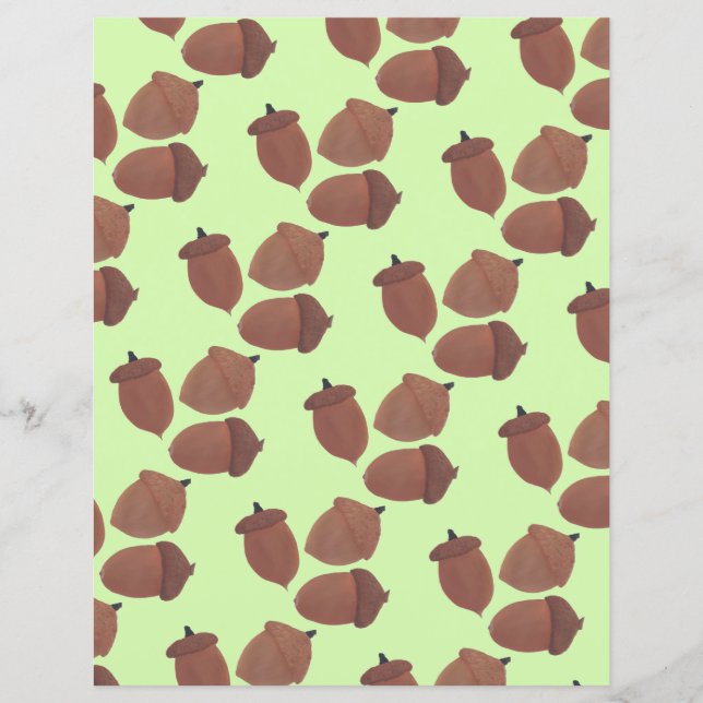 Automne Acorns Motif, Automne Livre vert papier (Devant)