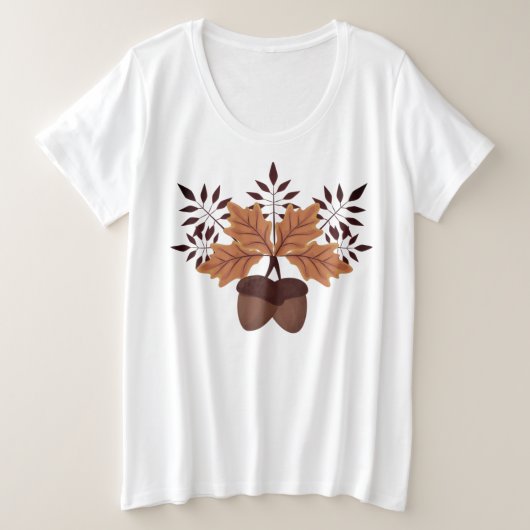 Automne Acorns T-shirt blanc plus taille femmes (Design devant)