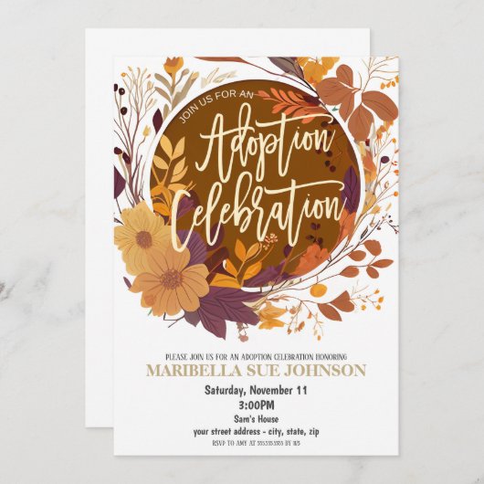 Automne Adoption Fête Invitation (Devant / Derrière)