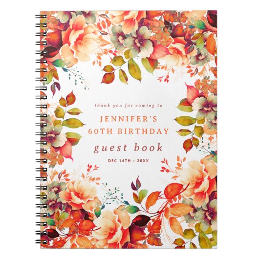 Automne Aquarelle Floral 60e Anniversaire Livre d' (Devant)