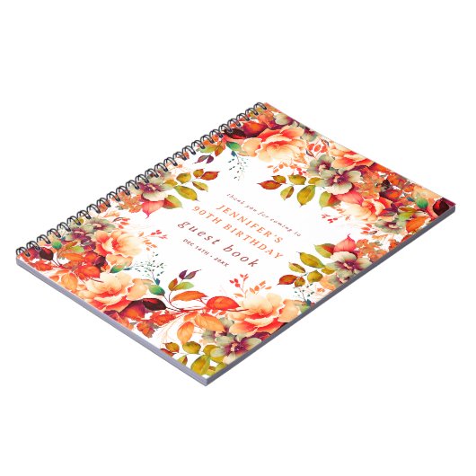 Automne Aquarelle Florale 90e Anniversaire Livre d (Côté gauche)