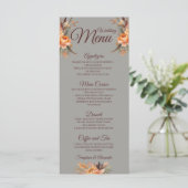 Automne Aquarelle Rustique Floral Mariage Menu (Debout devant)