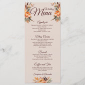 Automne Aquarelle Rustique Floral Mariage Menu (Devant)