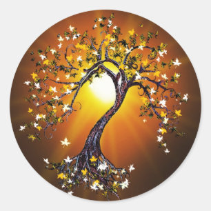 Automne Arbre d'automne à Stickers Coucher de sole
