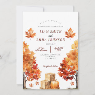Automne Arbre Et Faire-part de mariage Feuille