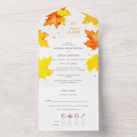 Automne automne amoureux Tout en un Faire-part de  (À l'intérieur)