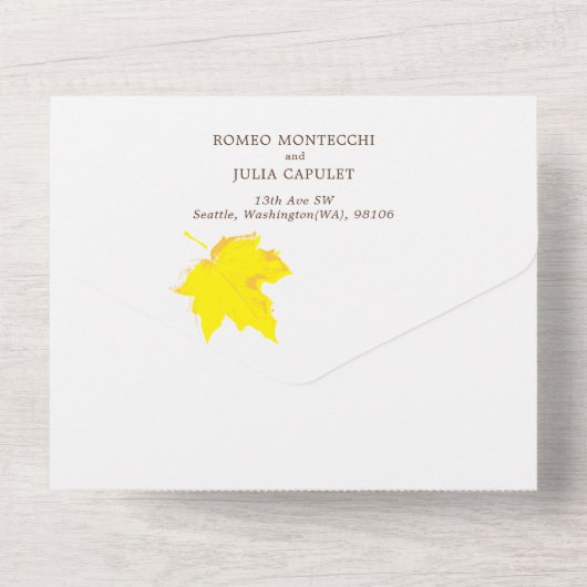 Automne automne amoureux Tout en un Faire-part de (Verso)