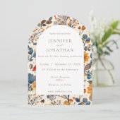 Automne Automne Bleu Faire-part de mariage saisonn (Debout devant)