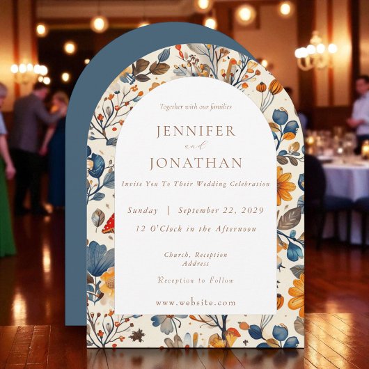 Automne Automne Bleu Faire-part de mariage saisonn