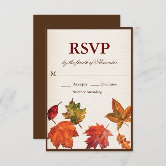 Automne automne chute Feuilles RSVP (Devant / Derrière)