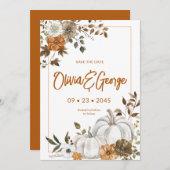 Automne Automne Citrouille Floral Frame Invitation (Devant / Derrière)