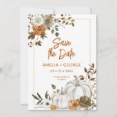 Automne Automne Citrouille Floral Frame Invitation (Devant)