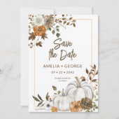 Automne Automne Citrouille Floral Frame Invitation (Devant)