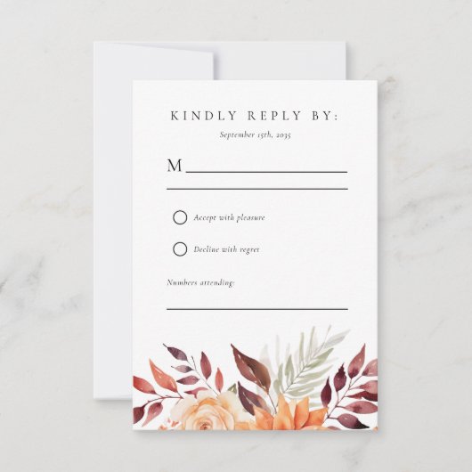 Automne Automne Floral Boho Wedding RSVP (Devant)