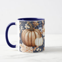 Automne Automne Floral Citrouille Mug