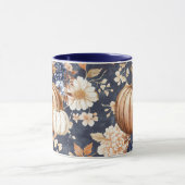 Automne Automne Floral Citrouille Mug (Centre)