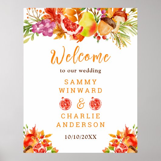Automne Automne Harvest Mariage Affiche de bienven (Devant)