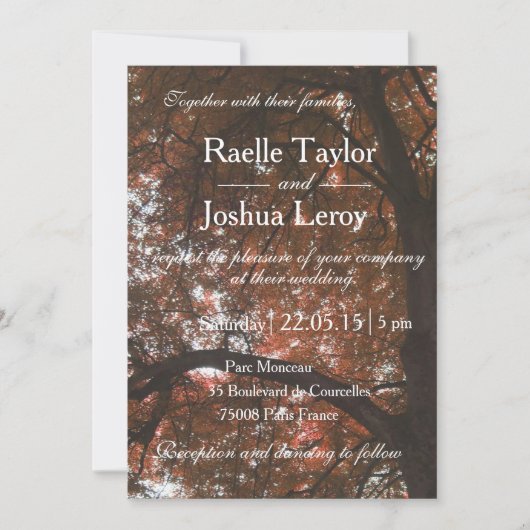 Automne automne jardin faire-part de mariage (Devant)