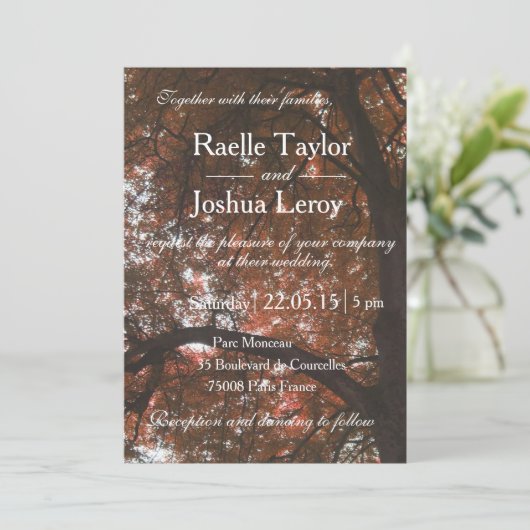 Automne automne jardin faire-part de mariage (Debout devant)