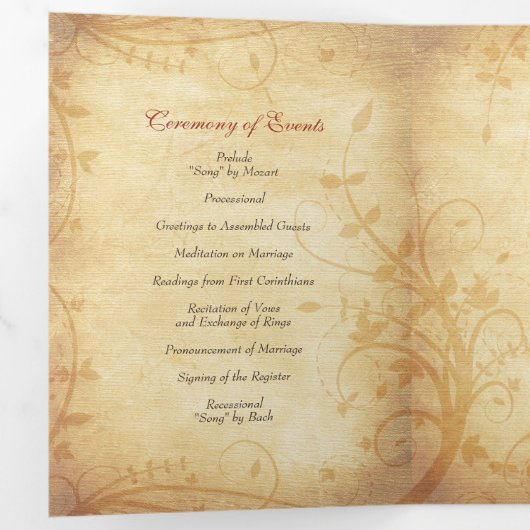 Automne Automne Maples Mariage Feuille Programme T (Intérieur en premier)