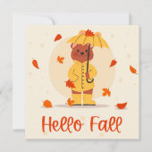 Automne automne mignon Ours Grey Carte Plat (Devant)