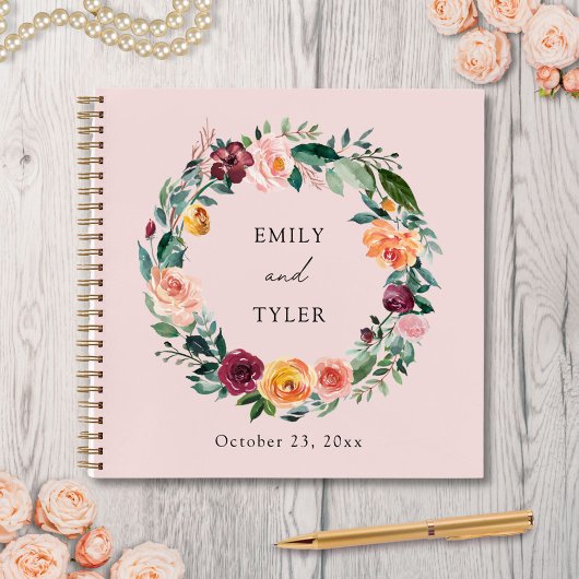 Automne Automne Rose Floral Wreath Mariage Livre d