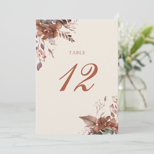 Automne automne Rustique Floral Numéro de table (Debout devant)