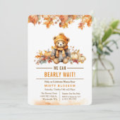 Automne Automne Teddy Bear Baby shower Invitation (Debout devant)