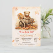 Automne Automne Teddy Bear Baby shower Invitation (Debout devant)