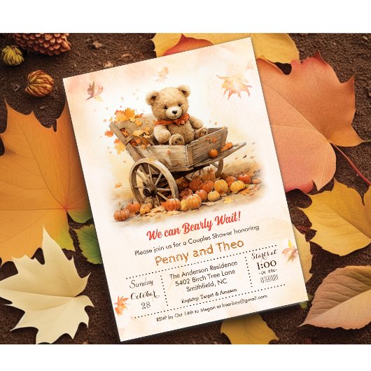 Automne Automne Teddy Bear Baby shower Invitation