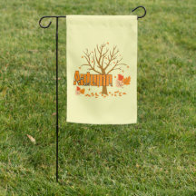 Automne Avec Arbre Et Drapeau De Jardin Feuille