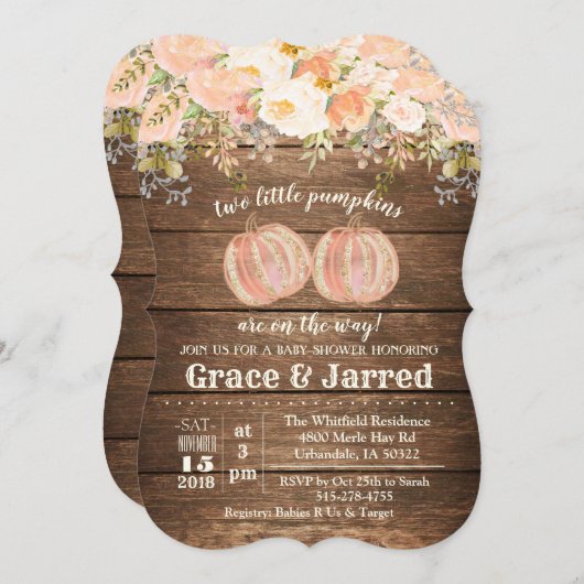 Automne Baby shower Twin Invitation (Devant / Derrière)