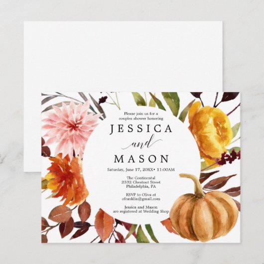 Automne Bliss Couples Douche Invitation (Devant / Derrière)
