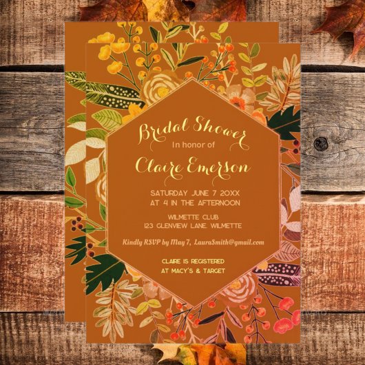Automne Boho cadre floral invitation
