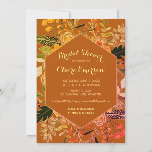 Automne Boho cadre floral invitation (Devant)