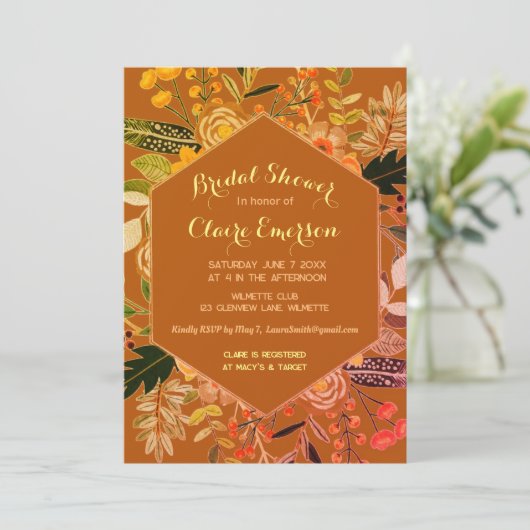 Automne Boho cadre floral invitation (Debout devant)