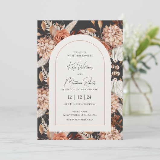 Automne Boho Rustique Faire-part de mariage (Debout devant)