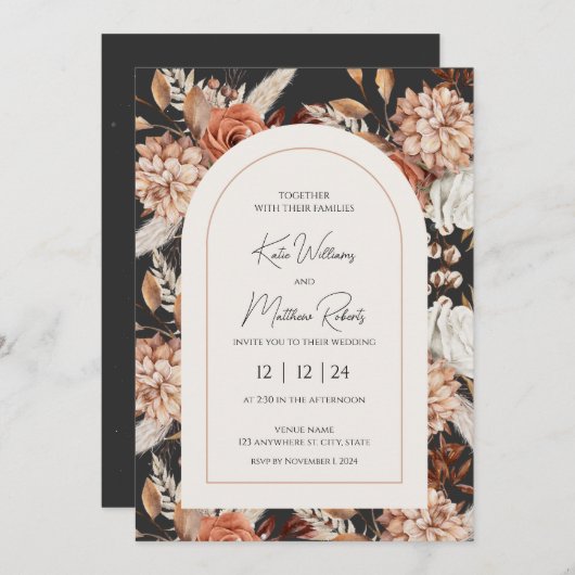 Automne Boho Rustique Faire-part de mariage (Devant / Derrière)