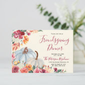 Automne Bourgogne Floral Friendsgiving Invitations (Debout devant)