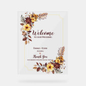 Automne Bourgogne Floral Rustic Bienvenue À Notre (Recto)