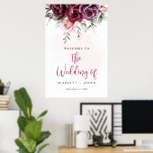 Automne Bourgogne Merlot Affiche de bienvenue flor (Bureau à domicile)