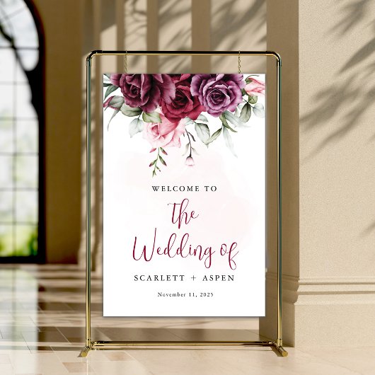 Automne Bourgogne Merlot Affiche de bienvenue flor