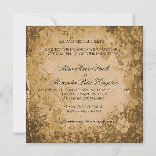 Automne Brown Automne invitations de mariage (Devant)