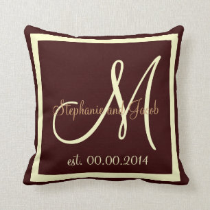 Automne Brown et Crème Mariage coussin