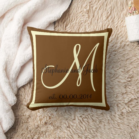 Automne Brown et Crème Mariage coussin (Couverture)