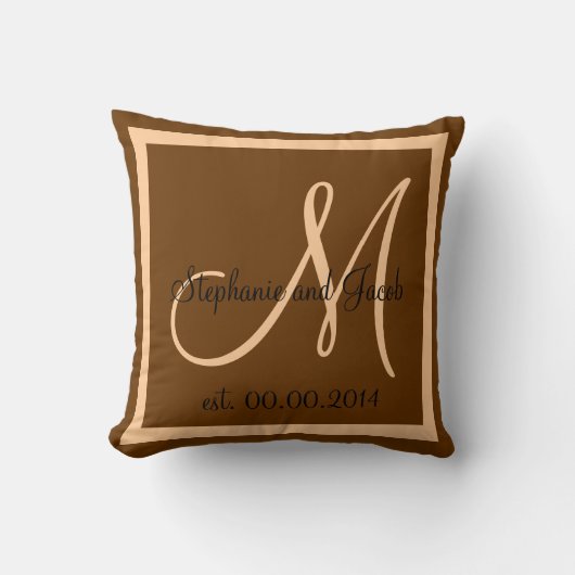 Automne Brown et Peach Pink Mariage coussin (Recto)