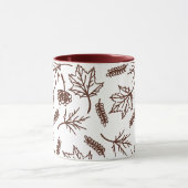 Automne Brown Feuille Outline Mugs Deux Tons (Centre)