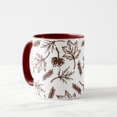 Automne Brown Feuille Outline Mugs Deux Tons (Devant gauche)